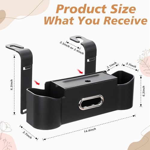 LemonRoad 2 Pack Car Seat Back Storage Box, Tissue 2 Cup Holders - Image 2