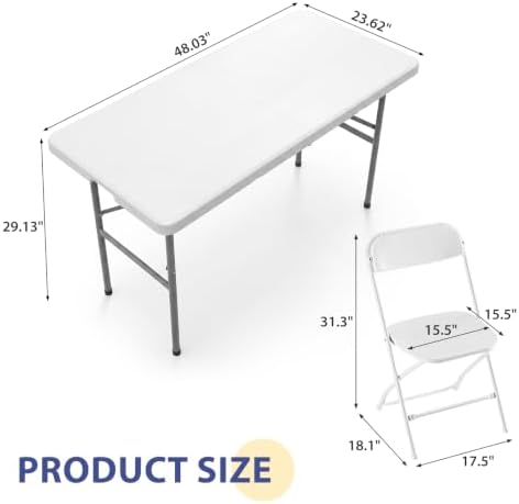 DUMOS 4 FT Folding Picnic Table - Image 3