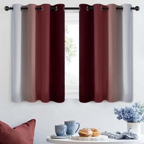 SimpleHome Ombre Curtains Red to Grey White - Image 2
