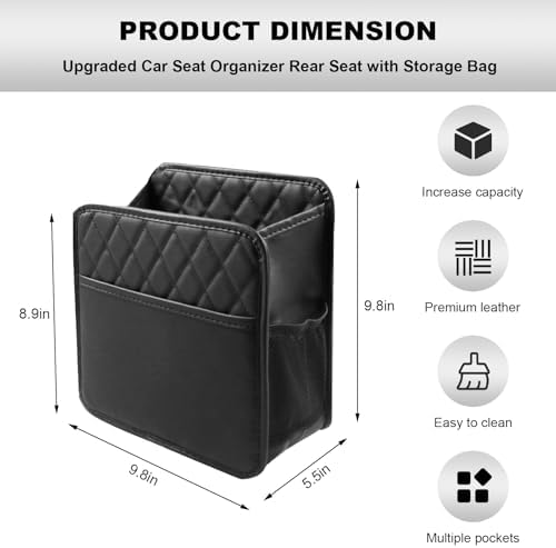 Car Back Seat Organizer, Foldable Leather Backseat Hanging Storage Bag - Image 2