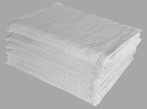 Dish Towels|Kitchen Dish Cloths Two-Sided Waffle Terry|13x28 Inches 100% Cotton by CandyCottons