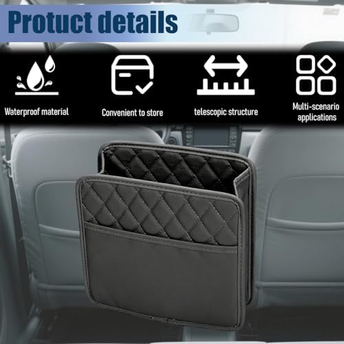 Car Seat Back Organizer, Leather Automotive Backseat Hanging Storage Pocket - Image 3