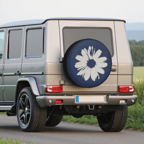 Daisy Spare Tire Cover Navy Blue Nature Modern Art Flowers Weatherproof - Image 7