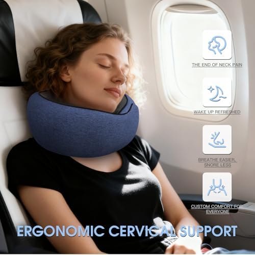 Neck Travel Pillows for Airplanes Memory Foam Neck Comfort Pillow Compact - Image 3