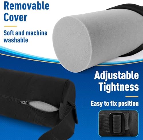 CushZone Memory Foam Lumbar Roll Support Pillow, Large Black - Image 4