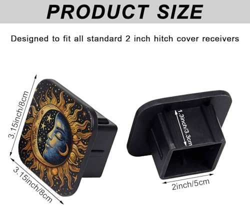 2 Inch Galaxy Black Sun Moon Trailer Hitch Cover Rubber Receiver Tube Plug Cap - Image 2