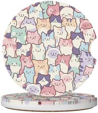 Cute Colorful Cats Car Coasters by Unknown