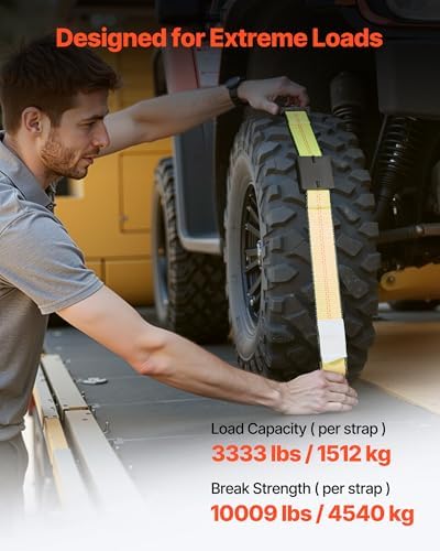 VEVOR Wheel Chock Tie-Down Kit, Deck-Style Trailer Tie Down Strap, Car Tie Down - Image 3