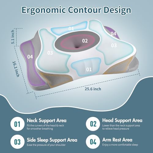 Cervical Neck Pillow for Pain Relief, Contour Memory Foam Pillows for Sleeping - Image 4