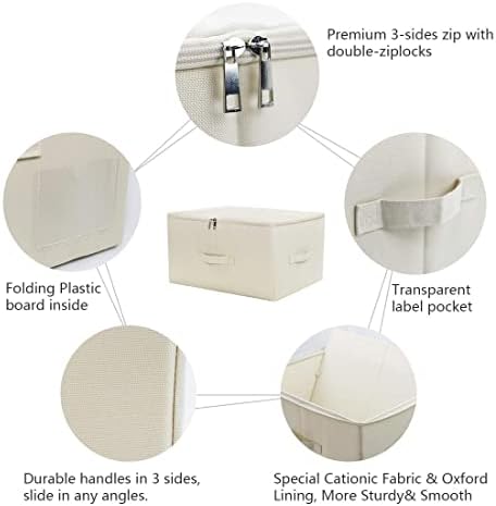 Fabric Storage Bins with Lid, Folding Large Clothes Storage Bin - Image 3