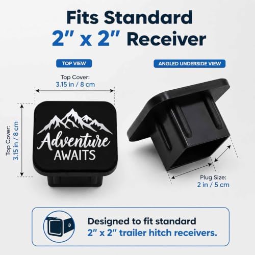 Adventure Awaits Mountain 2" Hitch Cover, Rubber Towing Hitch Covers Hitch - Image 2