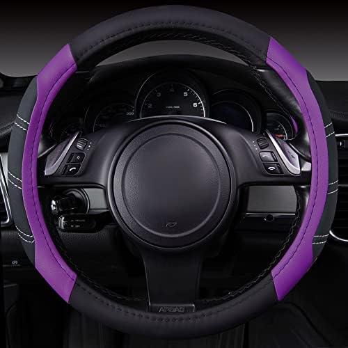 CAR PASS Line Rider Microfiber Leather Sporty 14.5-15 inch Steering Wheel Cover - Image 3