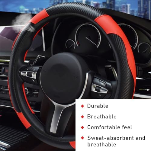 povtii Car Steering Wheel Cover, 15 Inch Leather Breathable Auto Steering Wheel - Image 4