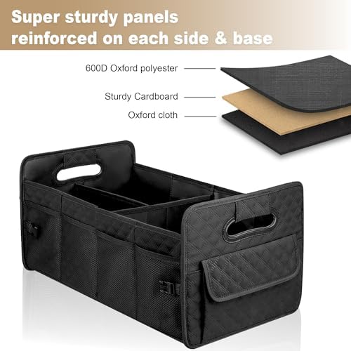 Car Trunk Organizer for SUV, Collapsible Car Storage Organizer Large Black - Image 4