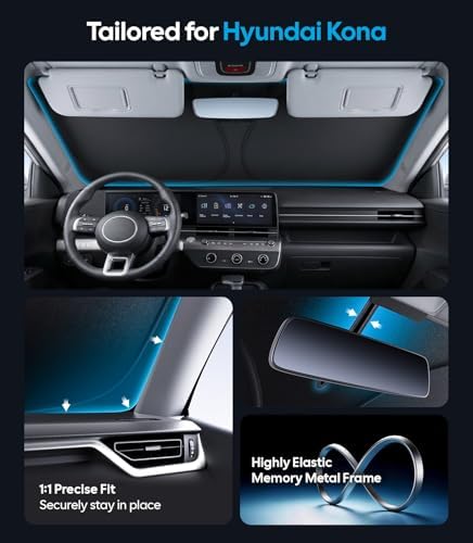 Wigoo for Hyundai Kona Windshield Sunshade, Custom Fit, Keeps Interior Cool - Image 4