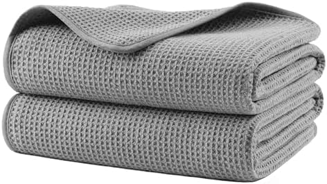 POLYTE 380 GSM Poly Blend Microfiber Quick Dry Waffle Bath Towel, 30x60 in by Polyte