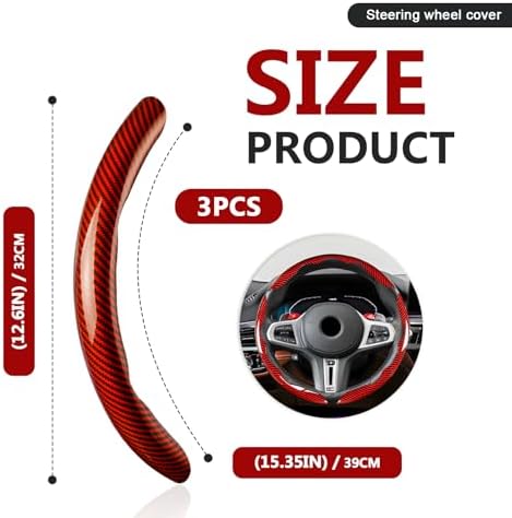 3pcs Universal Carbon Fiber Steering Wheel Cover - Image 2
