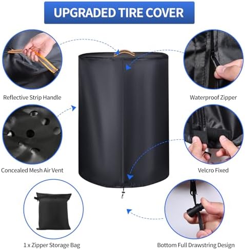 420D Tire Cover for Storage, Holds 4 Tires 33in, for RV Camper Trailer - Image 5
