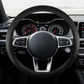 Leather Car Steering Wheel Cover, Breathable Laser-Perforated, Pure Black by TRROCC