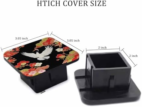 Crane Trailer Hitch Covers Japanese Cranes Heron Birds Floral Branch Heavy Duty - Image 2