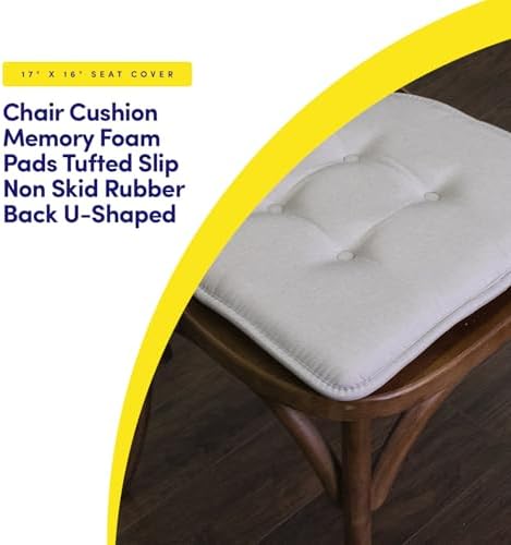 Sweet Home Collection Chair Cushion Memory Foam Pads Tufted Slip Non Skid - Image 3