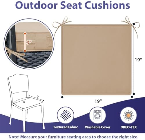 IPYNBAP Outdoor Chair Cushions Set of 4 -Waterproof Outdoor Seat Cushions - Image 6