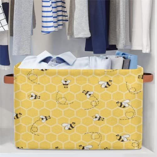 2Pack Yellow with Bees Large Collapsible Storage Bins, Honey Honeycombs - Image 4