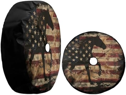 American Flag Horse Silhouette Spare Tire Cover - Image 3