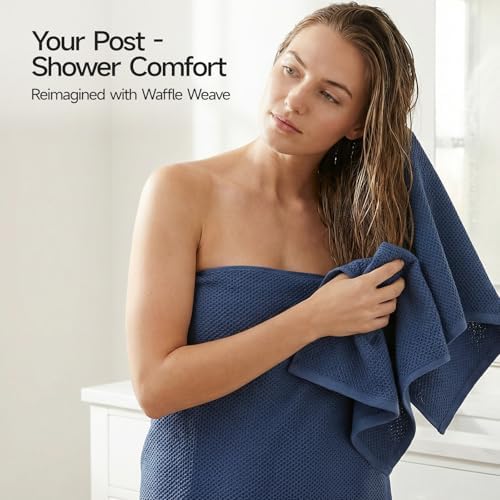 REDKISS 100% Cotton Waffle Weave Bath Towels 4 Pack - Image 4