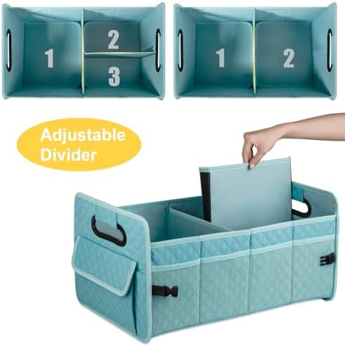 Car Trunk Organizer for SUV, Collapsible Car Storage Organizer Lake Blue - Image 4