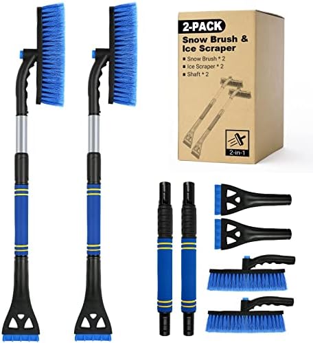 BFONS 2PCS Ice Scrapers for Car Windshield, 2-in-1 Snow Scraper and Snow Brush by BFONS