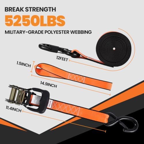 1.5" x 12' Heavy Duty Ratchet Straps - Image 6