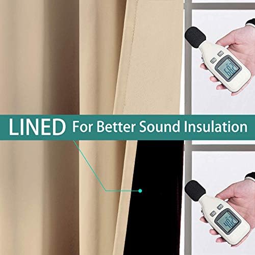 Yakamok Beige 100% Blackout Curtains 96 Inches Long - Image 4