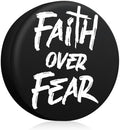 16 Inch Spare Tire Cover, Waterproof PU Leather, Faith Over Fear by Drytuns