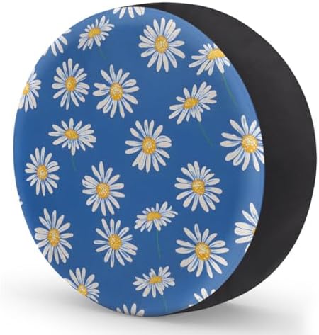 Flowers Blue Daisy Spare Tire Cover Waterproof Dust-Proof Spare Wheel Covers - Image 2