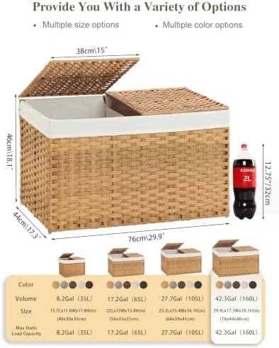SETVSON Storage Basket with Lid, 2-Lid PE Rattan Storage Bin - Image 2