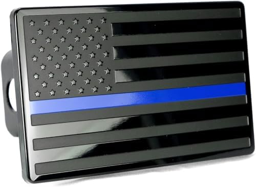 5"x3" American Black Flag Metal Hitch Cover - Image 4