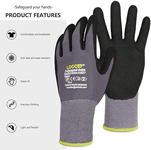 LOCCEF MicroFoam Nitrile Coated Safety Work Gloves - Image 7