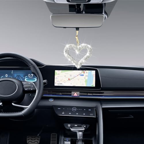 Mandark Crystal Rhinestone Heart Rearview Mirror Pendant - Image 3