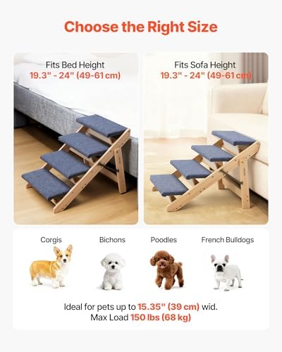 VEVOR Wood Pet Stairs, 4-Step Dog Stairs - Image 5
