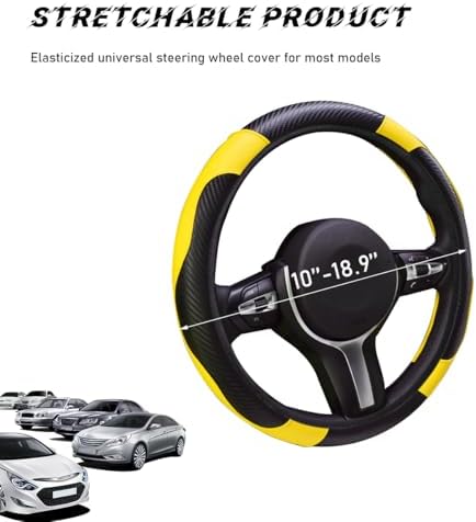 povtii Car Steering Wheel Cover, 15 Inch Leather Breathable Auto Steering Wheel - Image 2