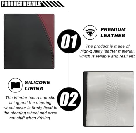 LAINLOY 15" Car Steering Wheel Cover, Microfiber Leather Cover - Image 3