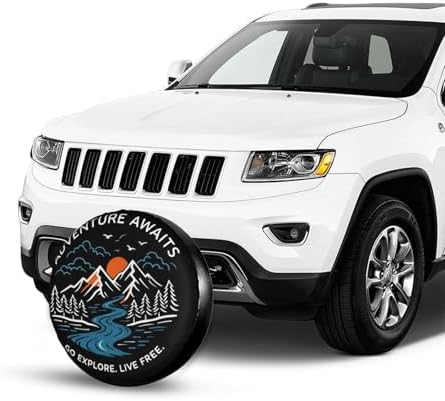 Spare Tire Cover，Adventure Awaits Camper Spare Tire Cover Waterproof Sun - Image 5