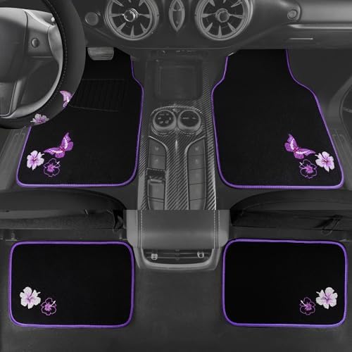 CAR PASS Butterfly Steering Wheel Cover and Waterproof Car Floor Mats, Sedans - Image 3