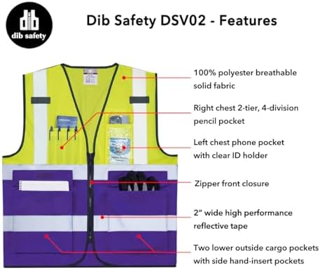 Dib Safety Hi Vis Reflective Safety Vest - Image 5