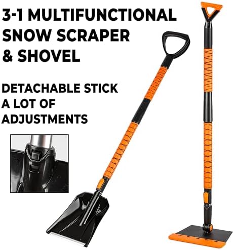 ZONETECH Extendable Snow Squeegee, Ice Scraper and Shovel 42" Lenght- Rotating - Image 6