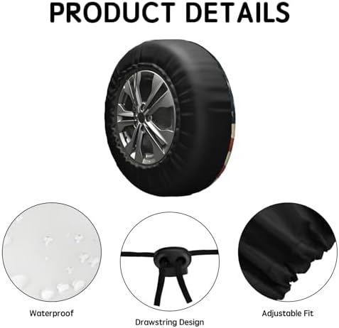American Flag Spare Tire Cover Bald Eagle Wheel Covers 15 Inch - Image 4