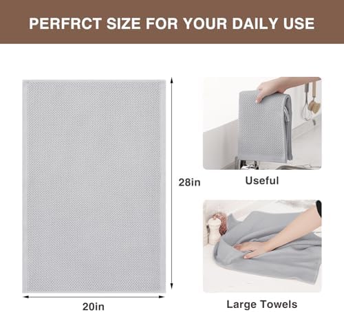 Homaxy 100% Cotton Oversized Waffle Weave Kitchen Towels 4-Pack, Light Gray - Image 3