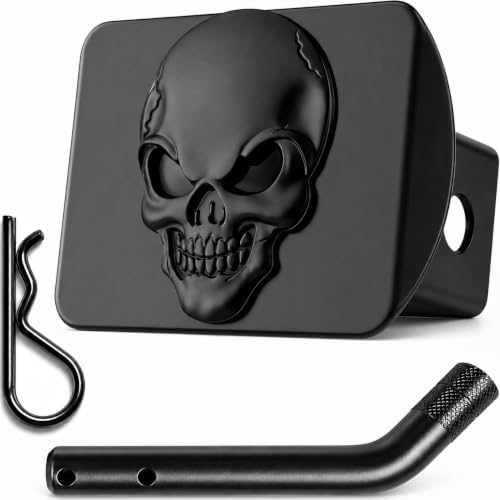 2" Metal Skull 3D Emblem Trailer Hitch Cover by LFPartS