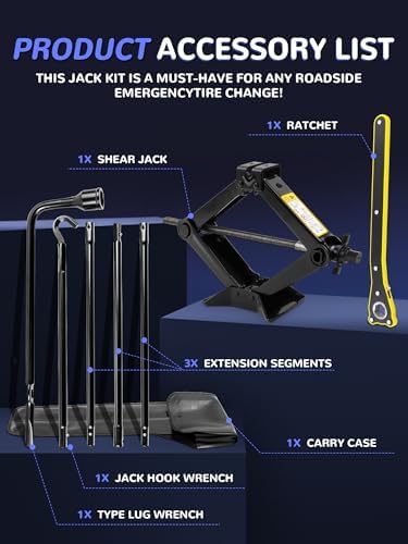 Spare Tire Jack Tool Kit w/ Labor-Saving Ratchet Wrench - Image 5